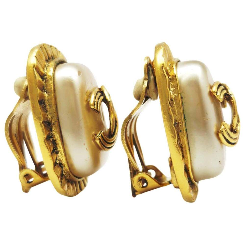CHANEL White Pearl Logo Earrings - Picture 3 of 7